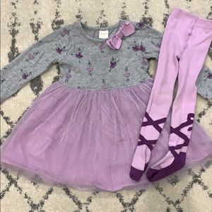 Ballerina dress with matching tights.